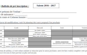 Pré-inscription saison 2016-2017